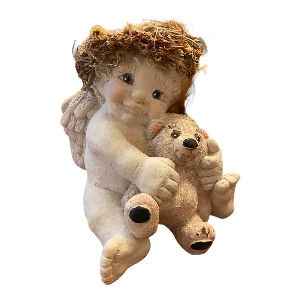 Vtg 1993 Dreamsicles Cherub Angel with Teddy Bear Figurine Kristin Cast Art